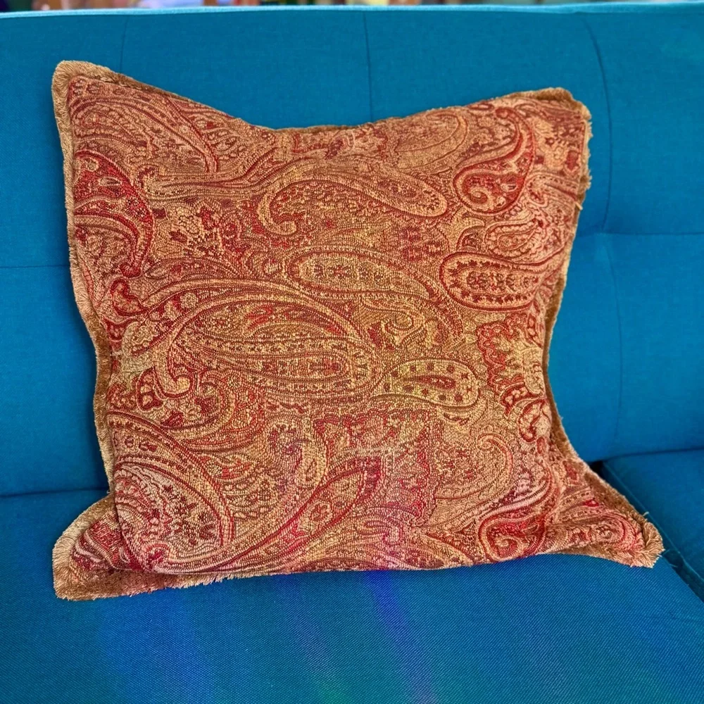 Restoration Hardware Italian paisley tapestry fringe pillow sham